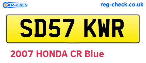 SD57KWR are the vehicle registration plates.