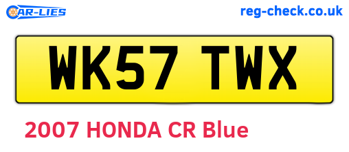 WK57TWX are the vehicle registration plates.