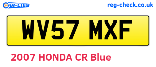 WV57MXF are the vehicle registration plates.