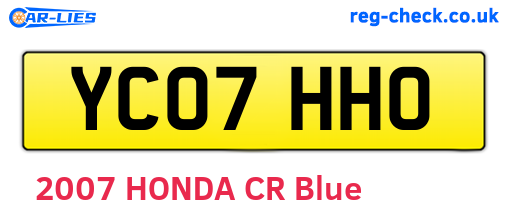 YC07HHO are the vehicle registration plates.