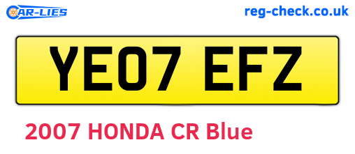 YE07EFZ are the vehicle registration plates.