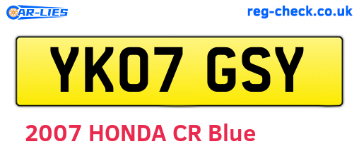 YK07GSY are the vehicle registration plates.