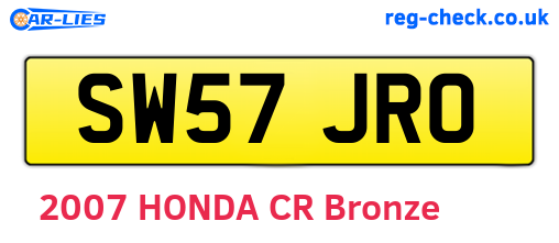 SW57JRO are the vehicle registration plates.