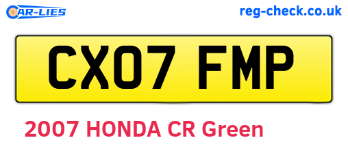 CX07FMP are the vehicle registration plates.