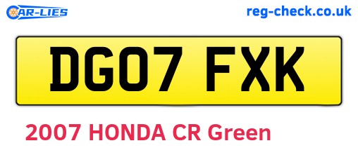 DG07FXK are the vehicle registration plates.