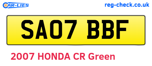SA07BBF are the vehicle registration plates.