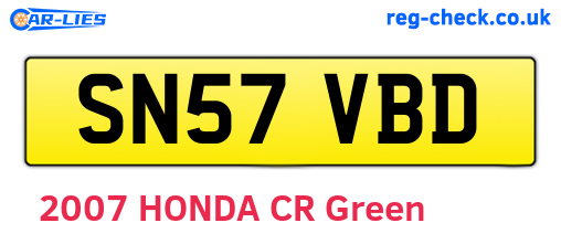 SN57VBD are the vehicle registration plates.