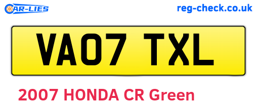 VA07TXL are the vehicle registration plates.