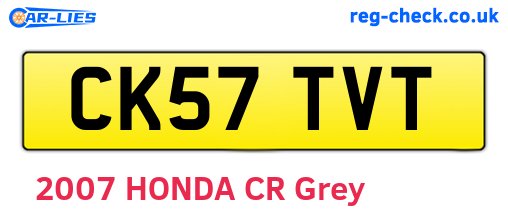 CK57TVT are the vehicle registration plates.
