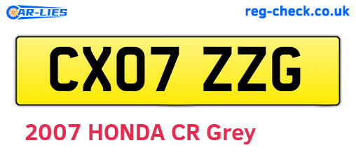 CX07ZZG are the vehicle registration plates.