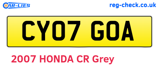 CY07GOA are the vehicle registration plates.