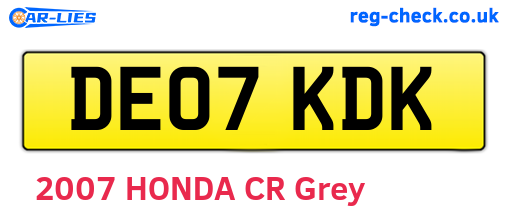 DE07KDK are the vehicle registration plates.