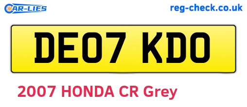 DE07KDO are the vehicle registration plates.
