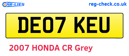 DE07KEU are the vehicle registration plates.