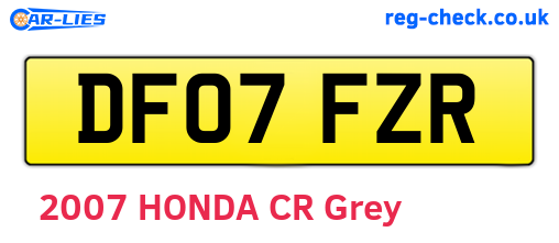 DF07FZR are the vehicle registration plates.