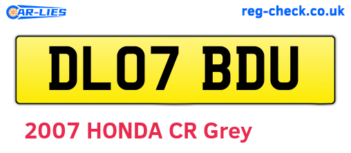 DL07BDU are the vehicle registration plates.