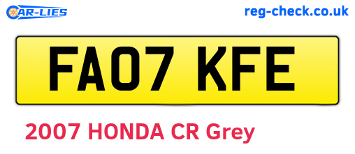 FA07KFE are the vehicle registration plates.