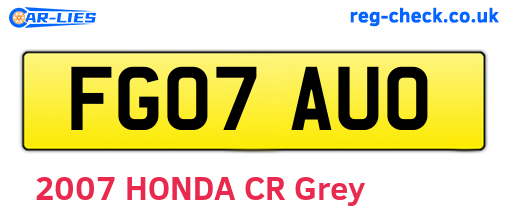 FG07AUO are the vehicle registration plates.