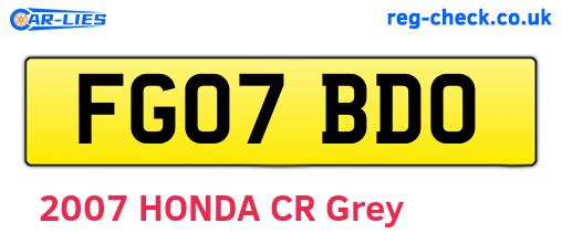 FG07BDO are the vehicle registration plates.