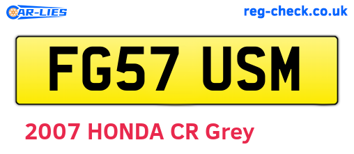 FG57USM are the vehicle registration plates.