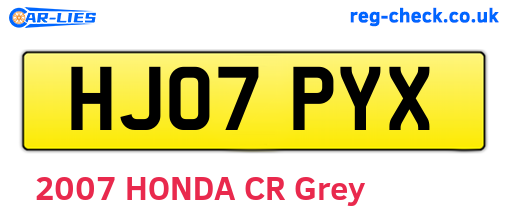 HJ07PYX are the vehicle registration plates.