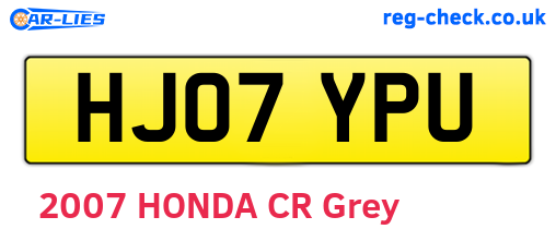 HJ07YPU are the vehicle registration plates.