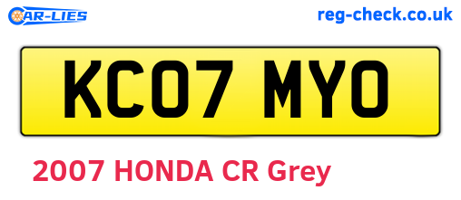 KC07MYO are the vehicle registration plates.
