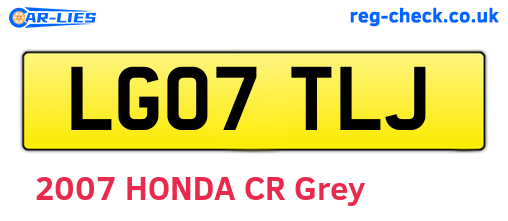 LG07TLJ are the vehicle registration plates.