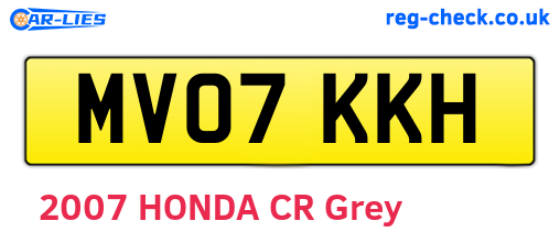 MV07KKH are the vehicle registration plates.