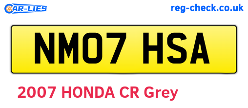 NM07HSA are the vehicle registration plates.