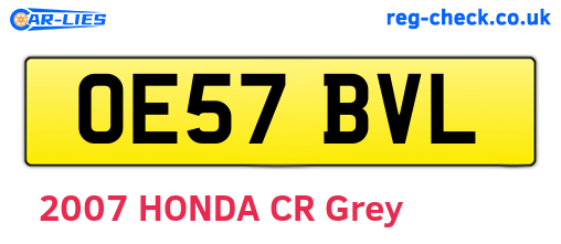 OE57BVL are the vehicle registration plates.