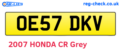 OE57DKV are the vehicle registration plates.
