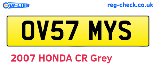 OV57MYS are the vehicle registration plates.