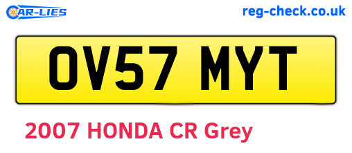 OV57MYT are the vehicle registration plates.
