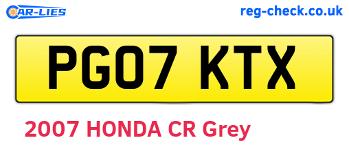 PG07KTX are the vehicle registration plates.