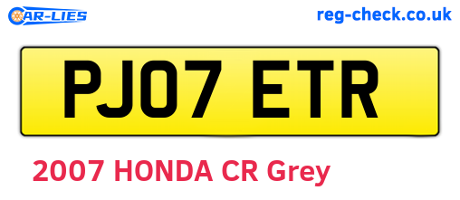 PJ07ETR are the vehicle registration plates.