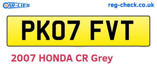 PK07FVT are the vehicle registration plates.