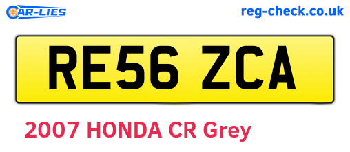 RE56ZCA are the vehicle registration plates.