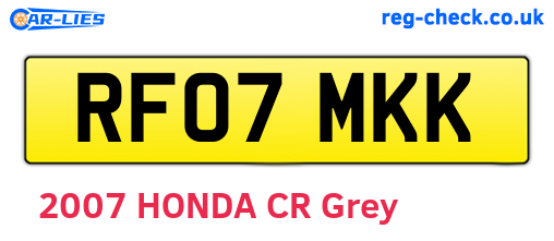 RF07MKK are the vehicle registration plates.
