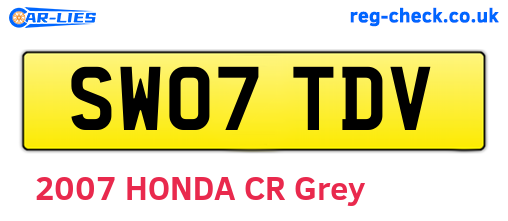 SW07TDV are the vehicle registration plates.