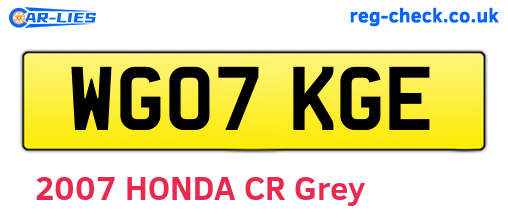 WG07KGE are the vehicle registration plates.