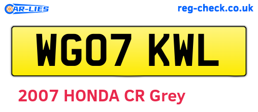 WG07KWL are the vehicle registration plates.