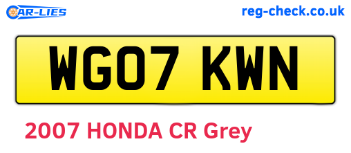 WG07KWN are the vehicle registration plates.