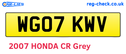 WG07KWV are the vehicle registration plates.