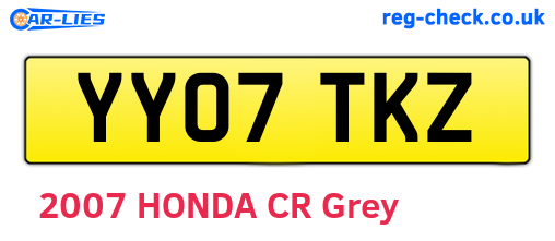 YY07TKZ are the vehicle registration plates.