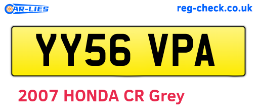 YY56VPA are the vehicle registration plates.