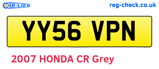 YY56VPN are the vehicle registration plates.