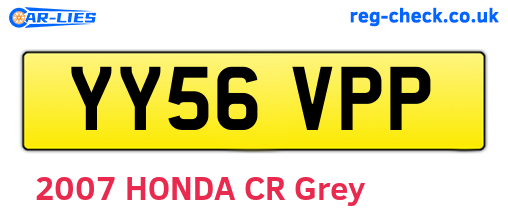 YY56VPP are the vehicle registration plates.