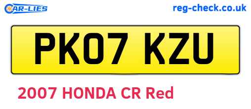 PK07KZU are the vehicle registration plates.