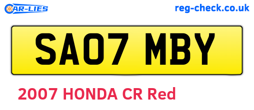 SA07MBY are the vehicle registration plates.